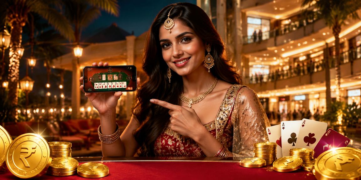 Indian player enjoying Rummy card game with rupee theme in Goa